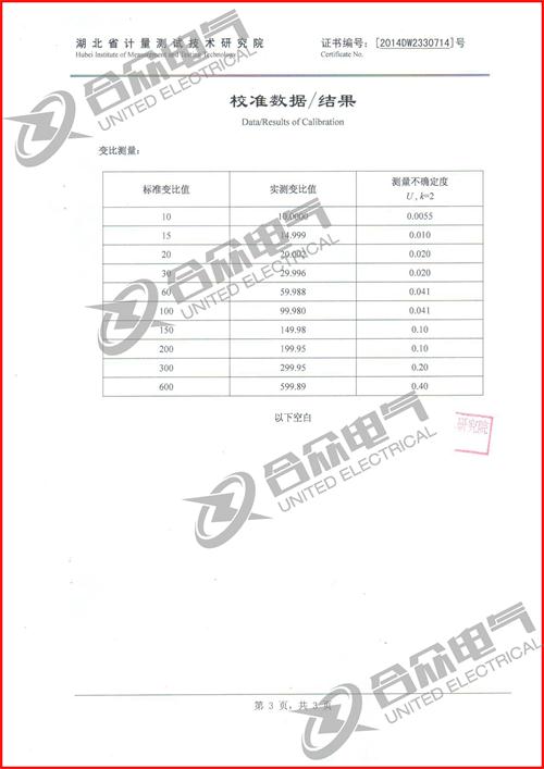 特种变压器变比组别测试仪证书