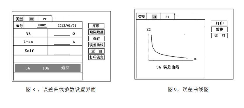 互感器综合特性测试仪设置界面