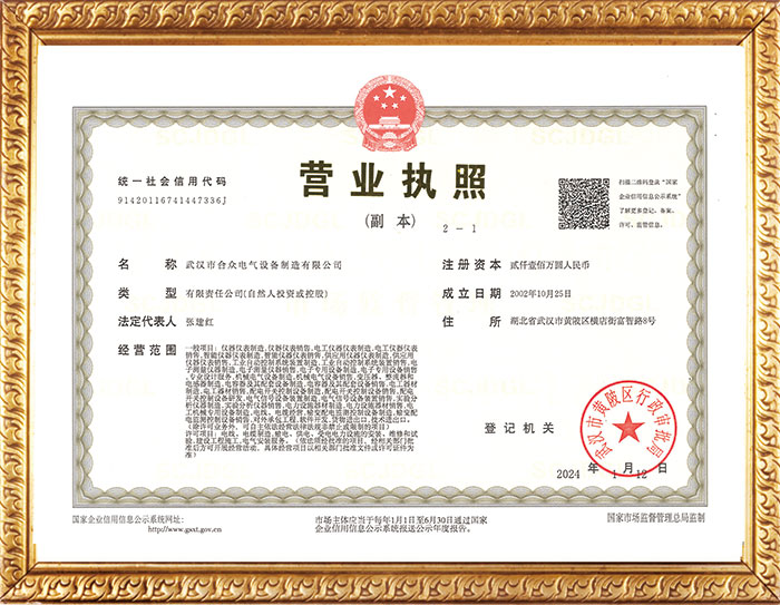 合众电气营业执照 合众电气营业执照
